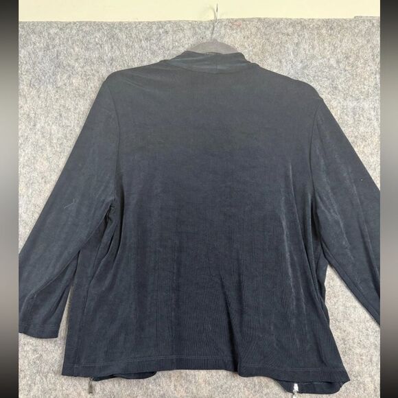 Chico's Travelers Cardigan Sweater Women's 2 Black Acetate Stretch Open Front - Picture 2 of 8